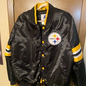 STARTER Black Satin Jacket with Team Logo